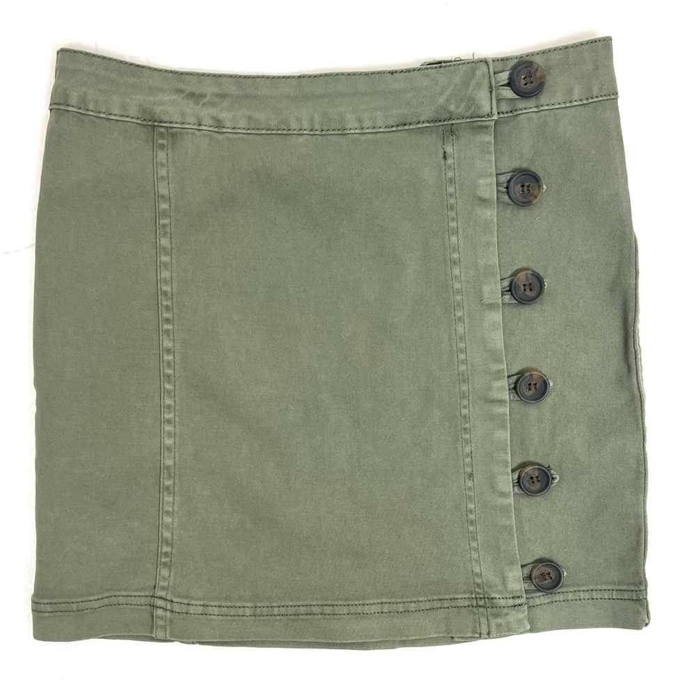 Altar’d State Olive Green Glencrest Side Button Cargo Mini Skirt